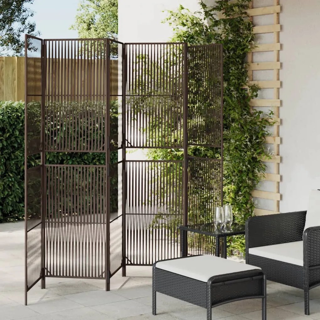 Divisorio Per Ambienti A 6 Pannelli Marrone İn Polyrattan /