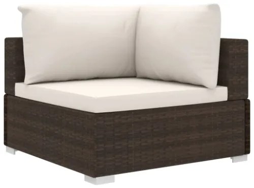 Set Divani da Giardino 4 pz con Cuscini in Polyrattan Marrone