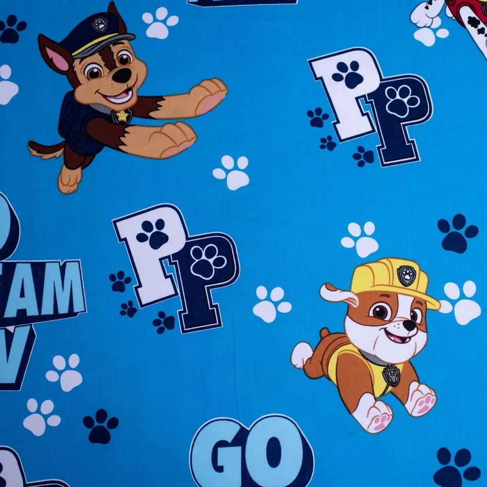 Lenzuolo con angoli per bambini blu in cotone 90x200 cm Paw Patrol – Jerry Fabrics