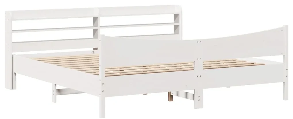 Giroletto con testiera bianco 200x200 cm legno massello di pino