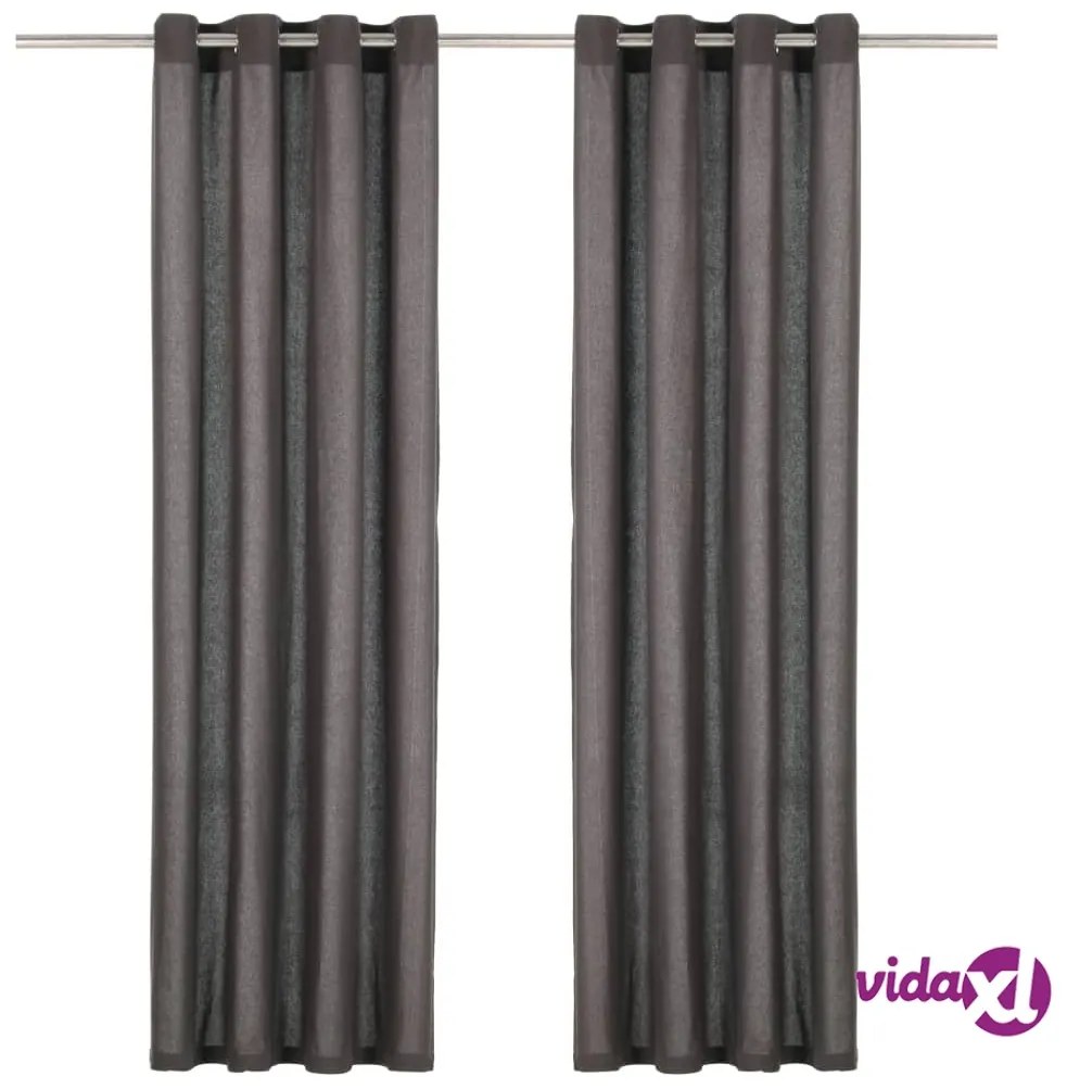 vidaXL Tende con Anelli in Metallo 2 pz in Cotone 140x245 cm Antracite