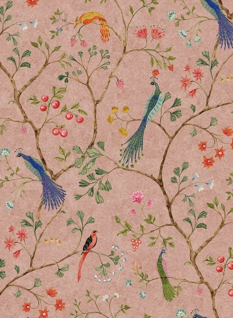Rebel Walls Carta da parati panoramica Songbirds - Pink