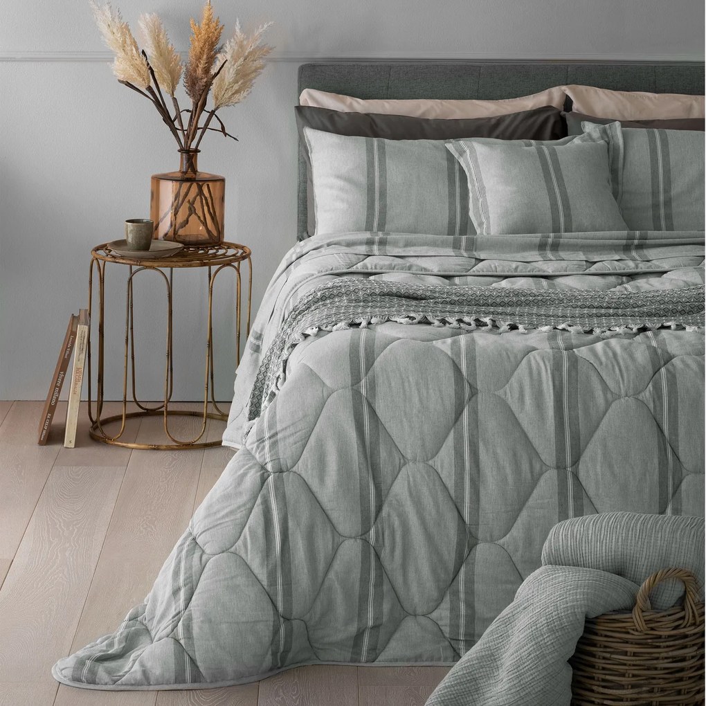 Trapunta matrimoniale grigio righe Eco Dreams