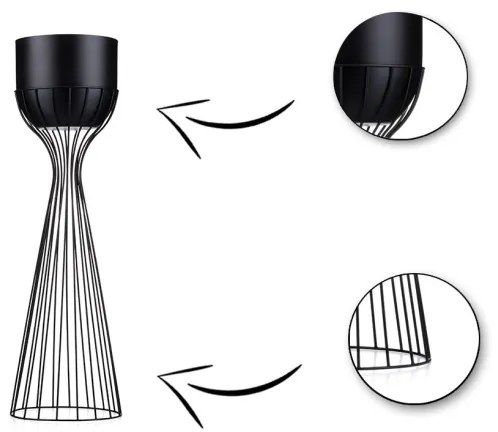 Vaso da fiori in metallo LOFT 68x20 cm nero