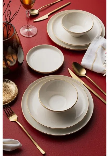 Set da tavola 16 pezzi beige/oro in porcellana