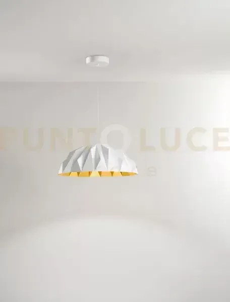 Prisma sospensione in metallo e plastica bianco opaco + oro opaco 1...
