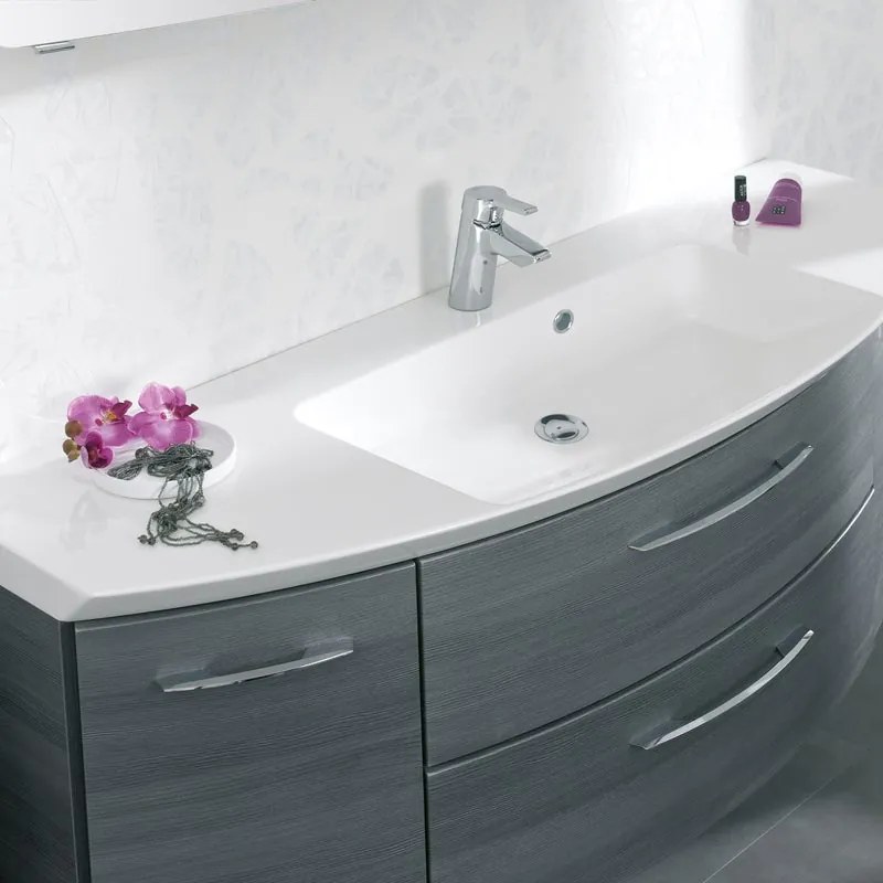 Lavabo da appoggio mineral rettangolare L 141 x H 5 x P 51 cm bianco lucido