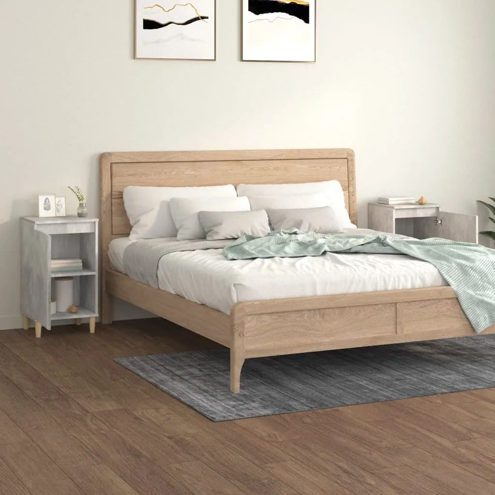 Comodini 2 pz grigio cemento 40x35x70 cm in legno multistrato