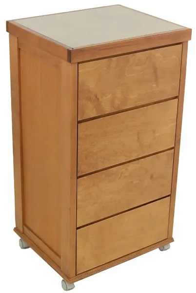 Carrello salvaspazio in legno faggio con cassetti LANDHELL Tabacco