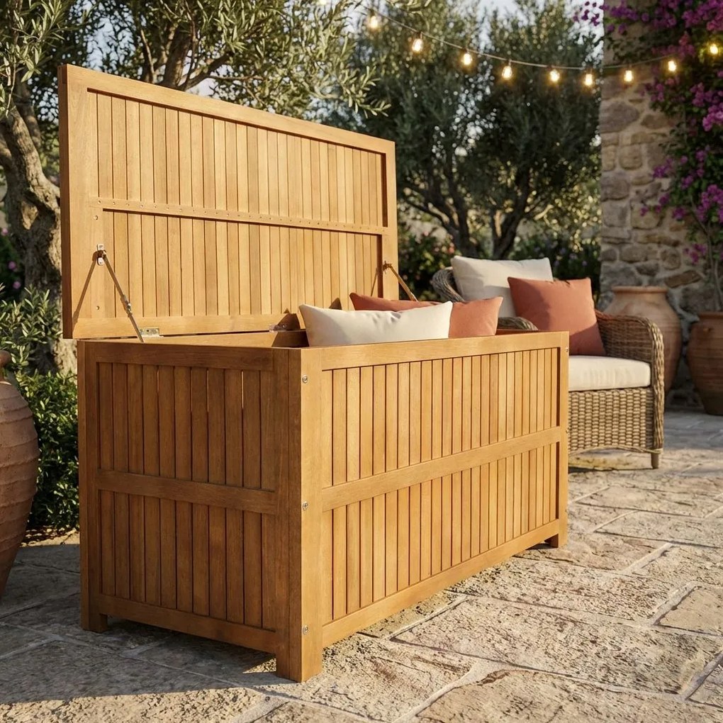 baule porta cuscini da giardino in legno massiccio di acacia
