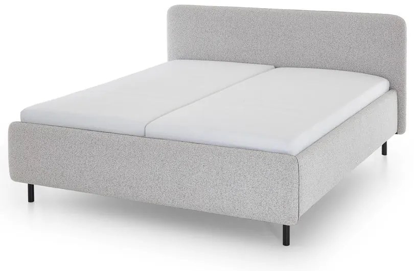 Letto matrimoniale imbottito grigio chiaro con contenitore con rete inclusa 180x200 cm Primo – Meise Möbel