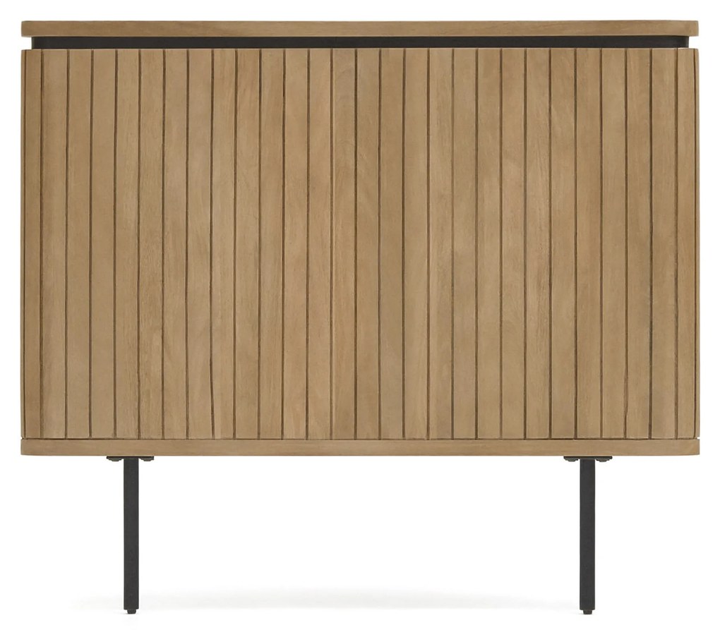 Kave Home - Testiera Licia in legno massello di mango e metallo verniciato nero per letto da 90 cm