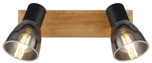 Globo 54307-2W - Faretto da parete CLAUDE 2xE14/40W/230V nero/legno