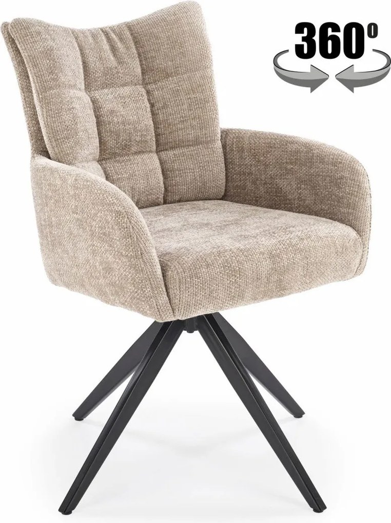 Sedia girevole K540 in tessuto beige