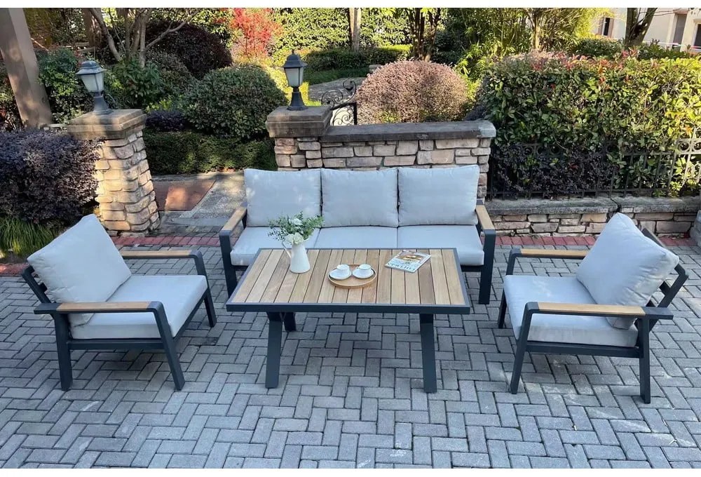 Set da giardino in alluminio grigio per 5 persone Rotterdam - Rojaplast