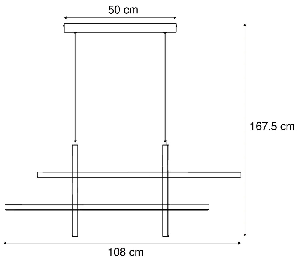 Lampada a sospensione di design H nera con oro con LED dimmerabile a 3 livelli - Joy