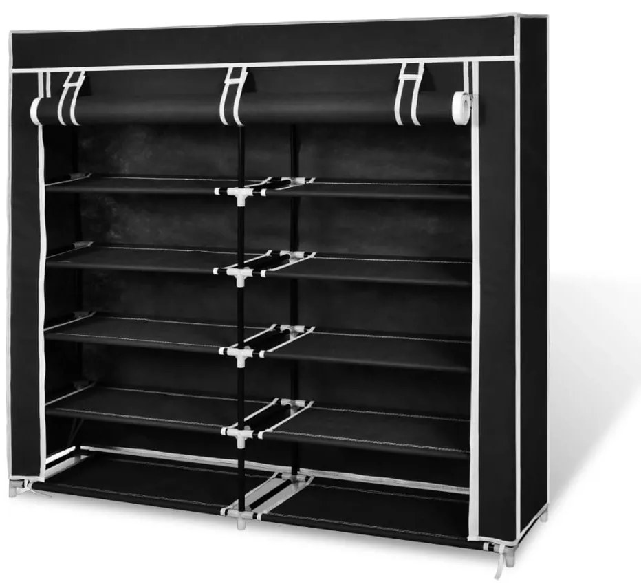 Scarpiera İn Tessuto Richiudibile 115 X 28 X 110 Cm Nera /