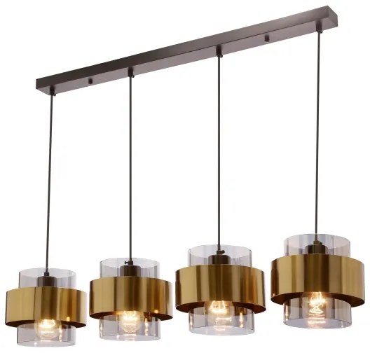 Lampadario a sospensione con filo SPIEGA 4xE27/60W/230V oro/nero