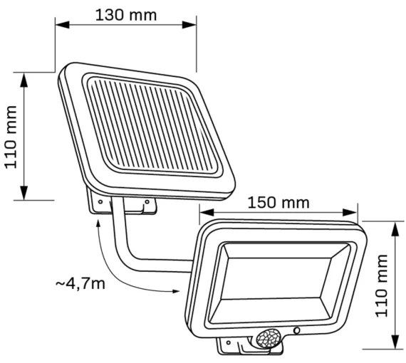 Riflettore LED solare con sensore DUO LED/1W/3,7V 1200 mAh IP44