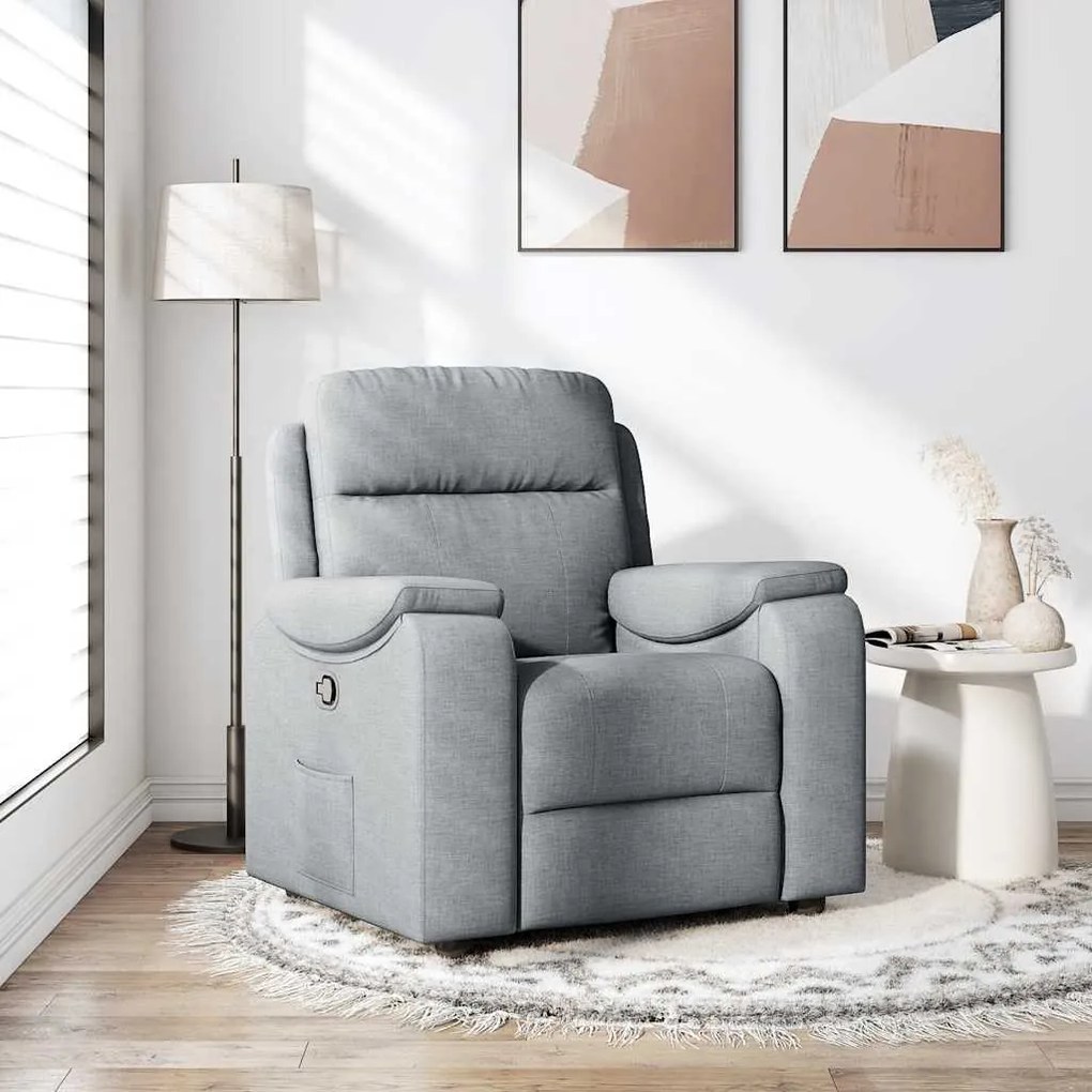 Poltrona Reclinabile İn Tessuto Grigio Chiaro /