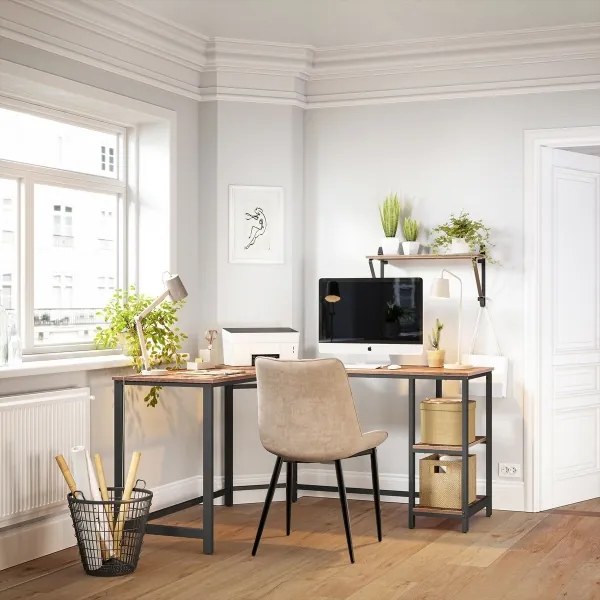 Scrivania angolare SOLEA marrone/nero