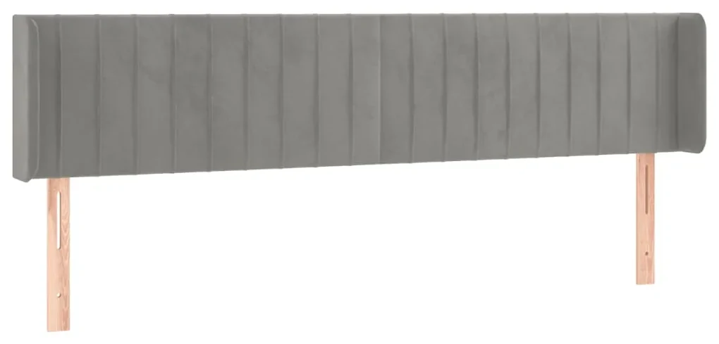Testiera ad orecchio grigio chiaro 163x16x78/88 cm in velluto