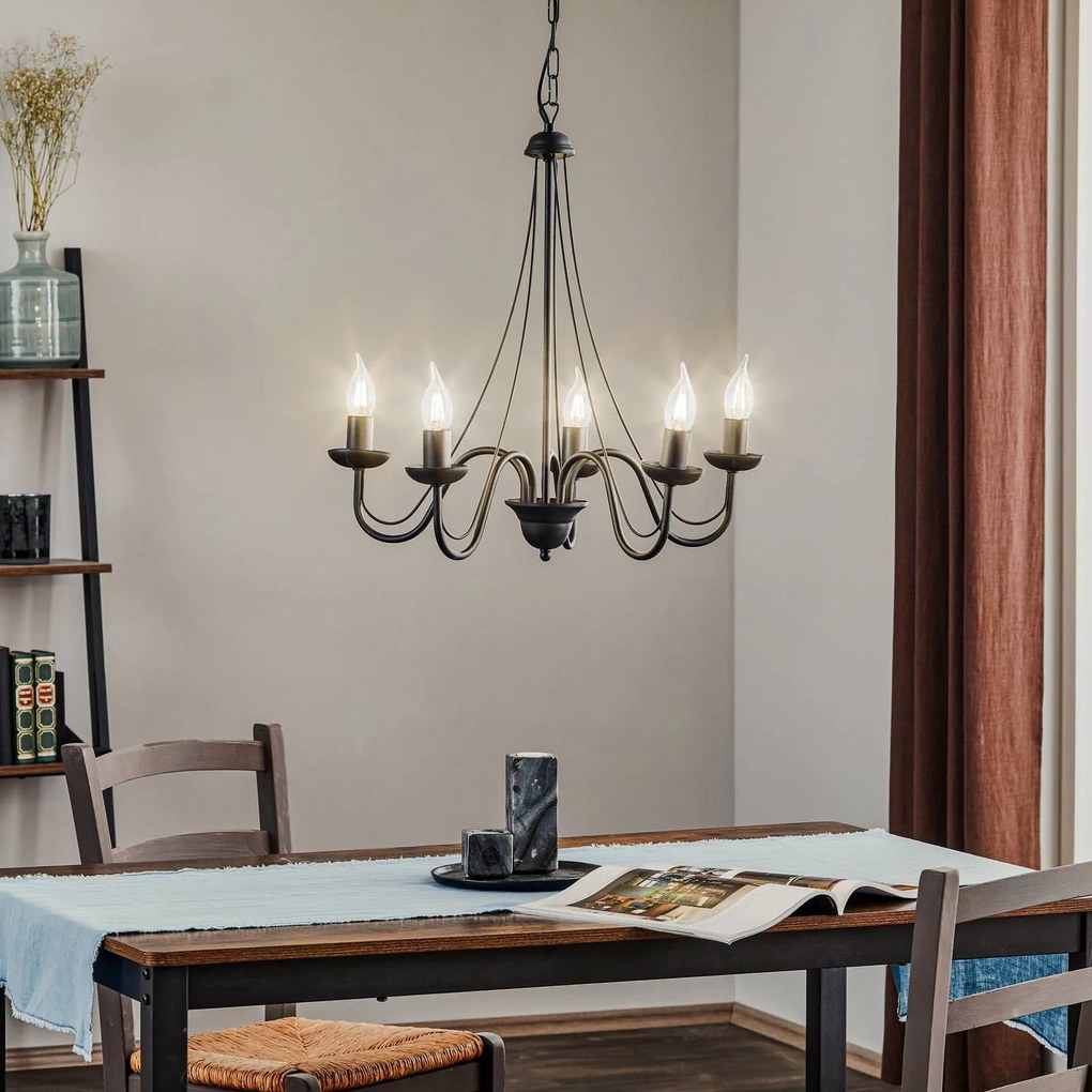 HELAM Lampadario Malbo a 5 luci in nero