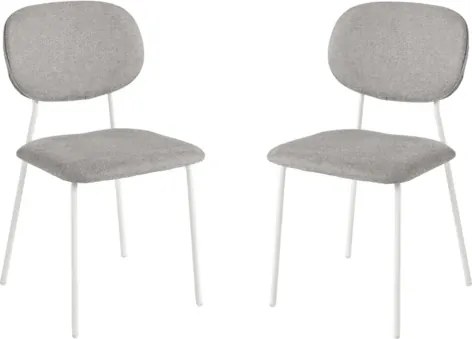 Sedia da pranzo in tessuto Grigio Chiaro gambe metallo Bianco - ELLIS 2 sedie