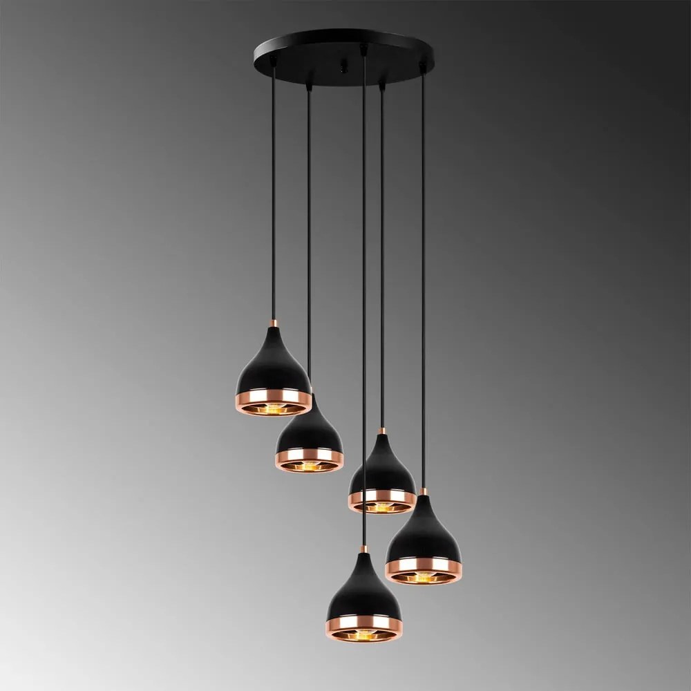 Lampadario nero/color rame con paralume in metallo ø 43 cm Yildo – Opviq lights