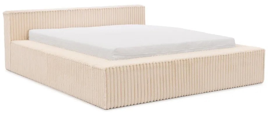 Letto matrimoniale imbottito beige con contenitore e rete inclusi 180x200 cm Cloe – Ropez