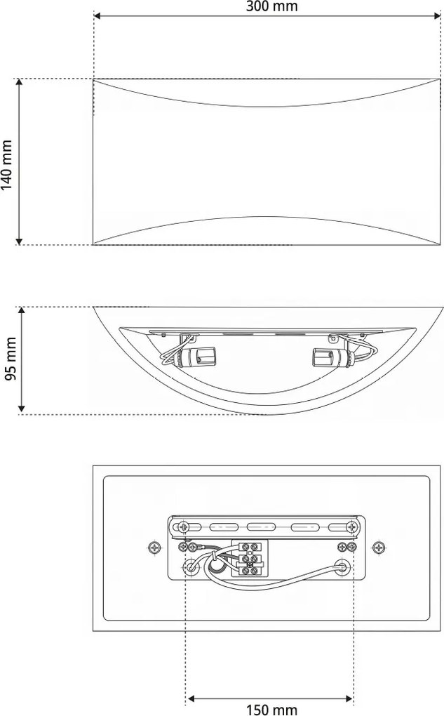 Applique da Parete 2xG9 Curva Bidirezionale 30x14cm in Gesso
