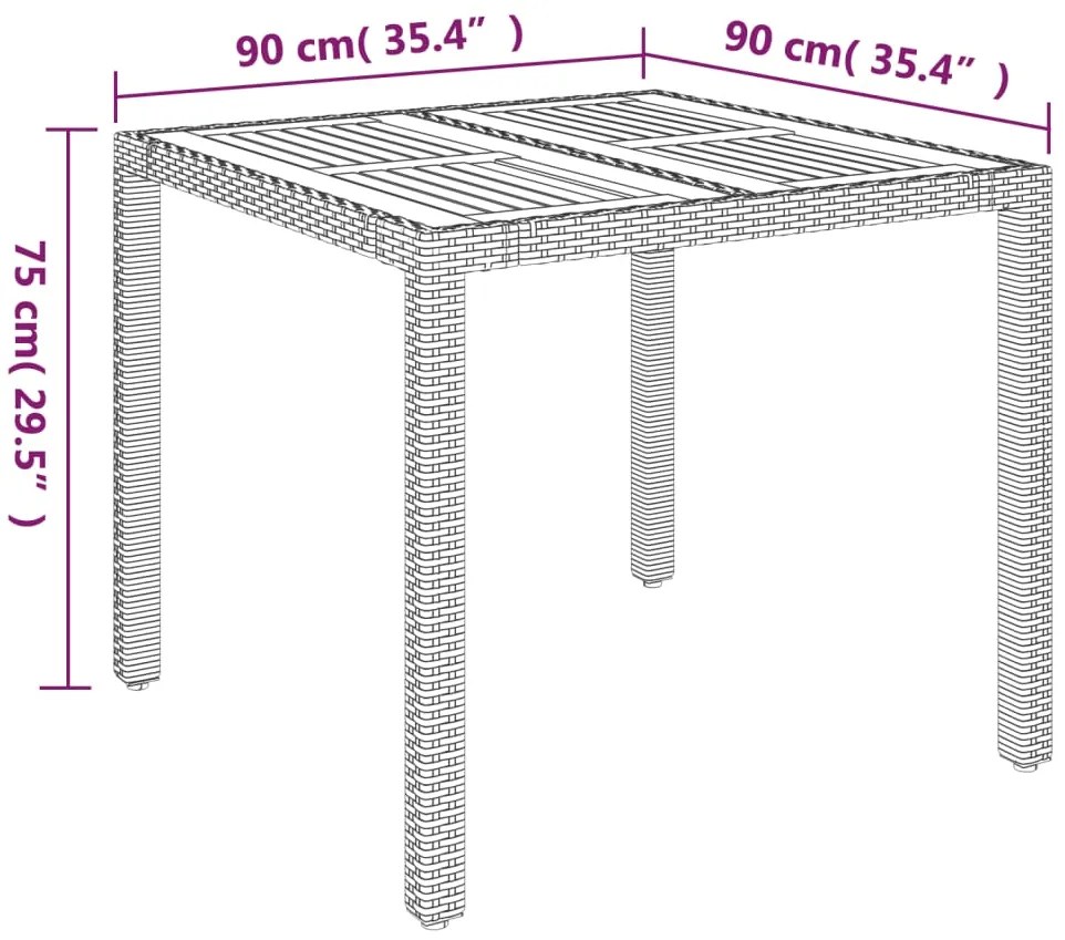 Set da Pranzo da Giardino 3 pz con Cuscini Nero in Polyrattan