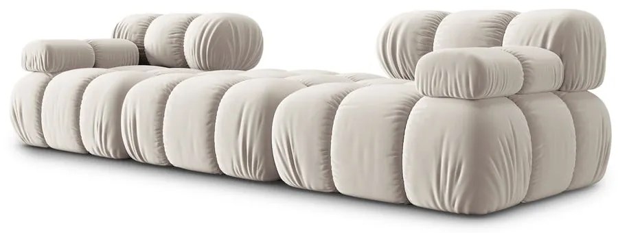 Divano angolare componibile beige (con composizione variabile) con rivestimento in velluto Bellis – Micadoni