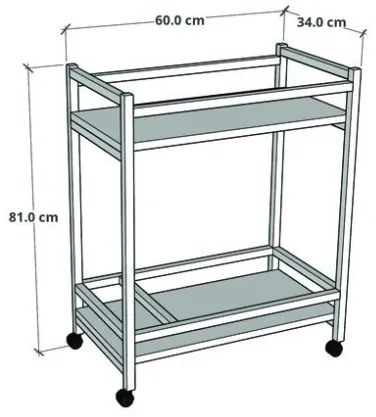 Carrello Portavivande Stile Industrial 60x34x76 Will Antracite