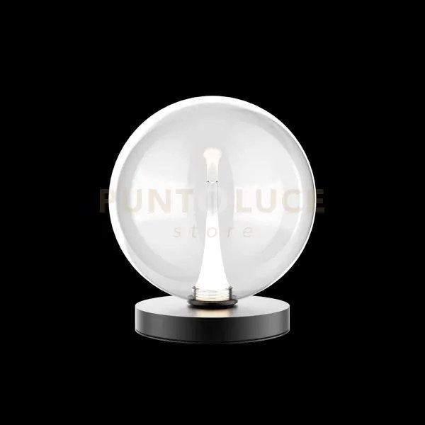 Lampada da tavolo bolla, metallo nero opaco +  vetro trasparente, l...
