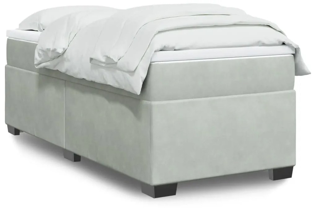 Giroletto A Molle Con Materasso Grigio Chiaro 90x190 Cm Velluto /