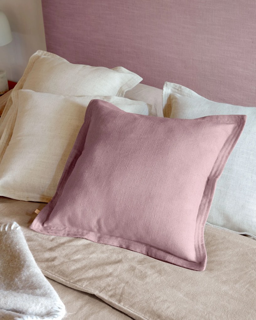 Kave Home - Testiera sfoderabile Tanit in lino rosa per letto da 180 cm