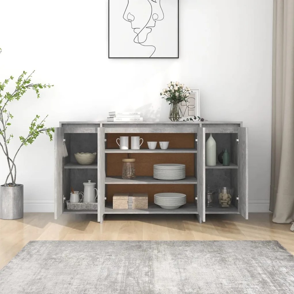 Credenza grigio cemento 135x41x75 cm in truciolato