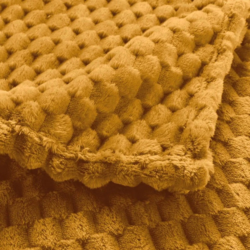 Coperta giallo ocra in microflanella 125x150 cm Mini Frosty – douceur d'intérieur