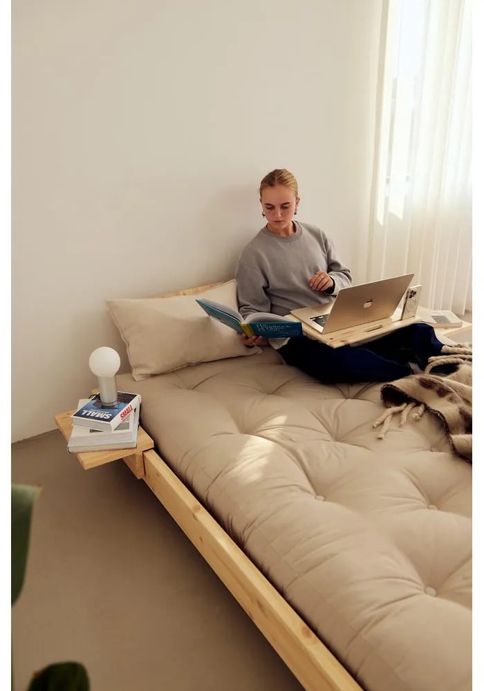 Letto matrimoniale marrone in pino massiccio con rete inclusa 160x200 cm Social – Karup Design