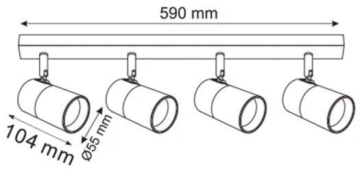Zuma Line 2204BD-4-BK - Faretto FORI 4xGU10/50W/230V nero/oro