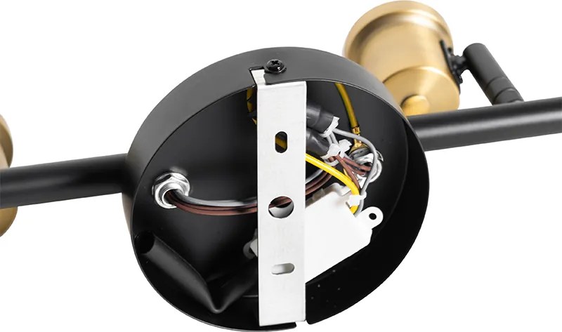 Faretto da soffitto nero con oro e vetro fumé 4 luci - Zuzanna