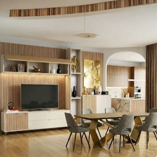 Madia in legno Nidor 123x125h cm a 2 ante Grigio