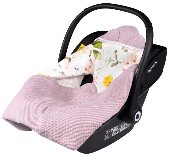 Lionelo - Sacco avvolgente per seggiolino auto TRAVEL SWADDLE 90x90 cm Rosa floreale