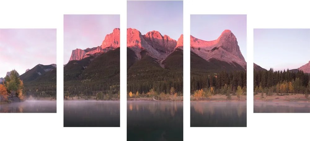 Quadri 5 pezzi – Tramonto sulle Dolomiti