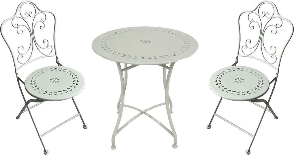 PALMELA - set due sedie pieghevoli e tavolo rotondo con decori