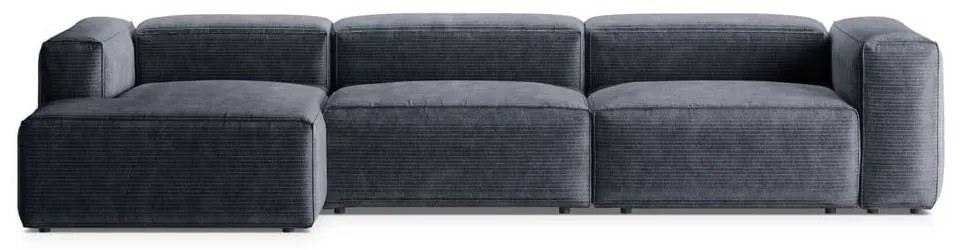 Divano angolare blu polveroso (con penisola a sinistra/con chaise lounge) con rivestimento in velluto a coste Bergamo – Cosmopolitan Design