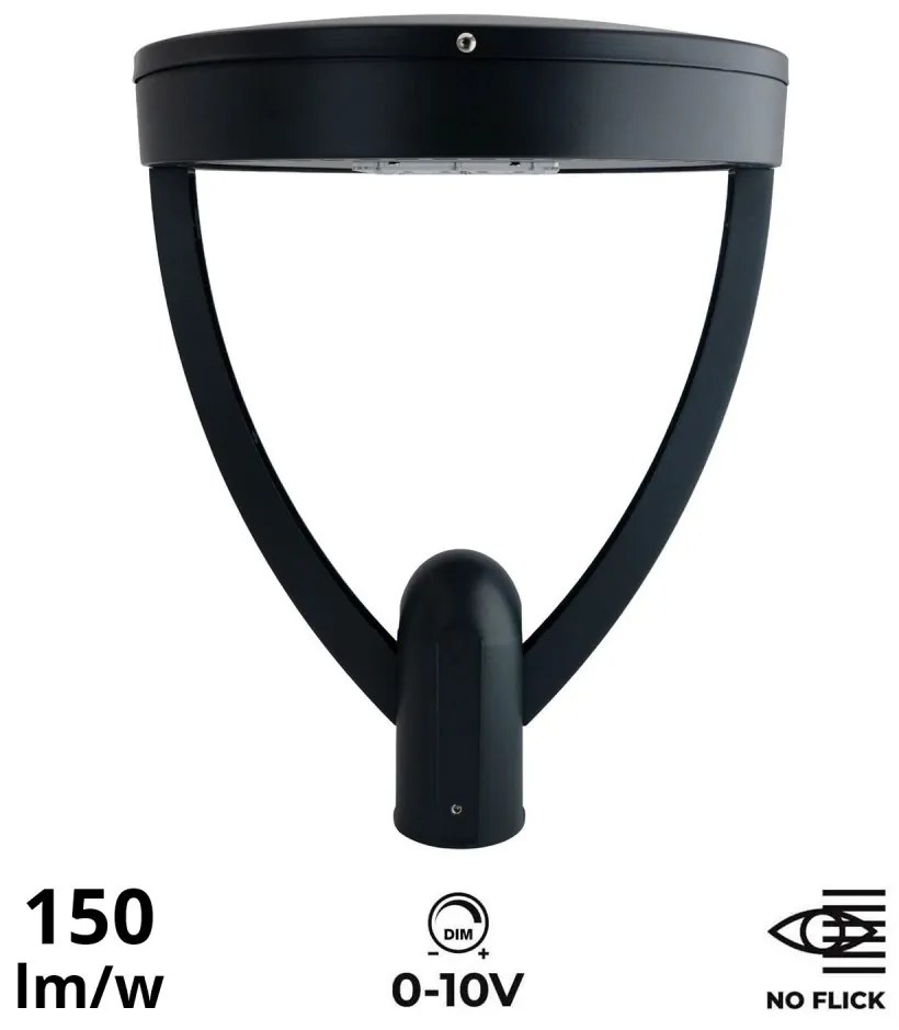 Lampione Stradale 65W, Iron Black,1-10V, Programmabile,driver Philips Colore Bianco Caldo 2.700K