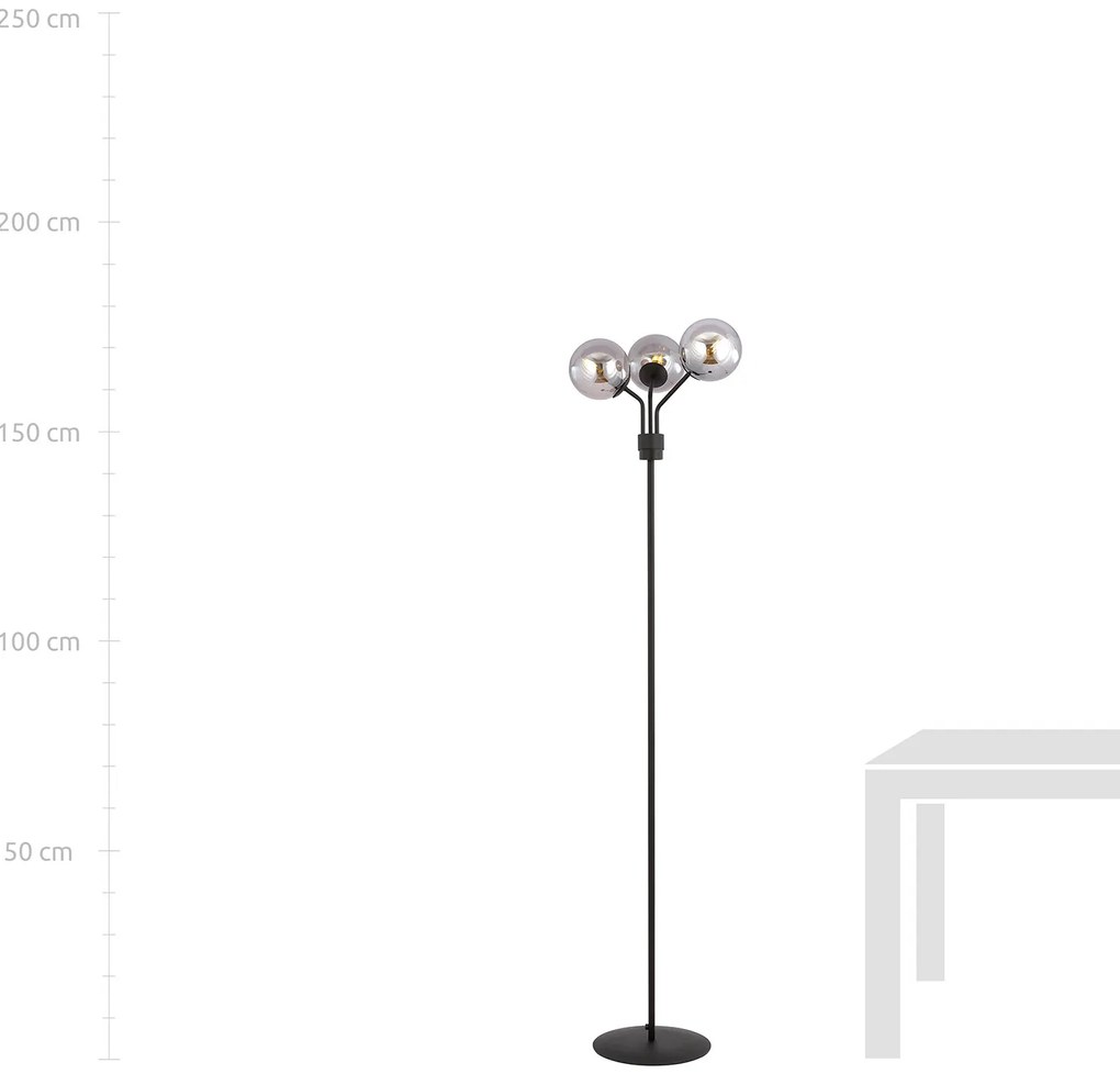 Piantana Moderno Orione Acciaio Nero Grigio 3 Luci E14 Ip20
