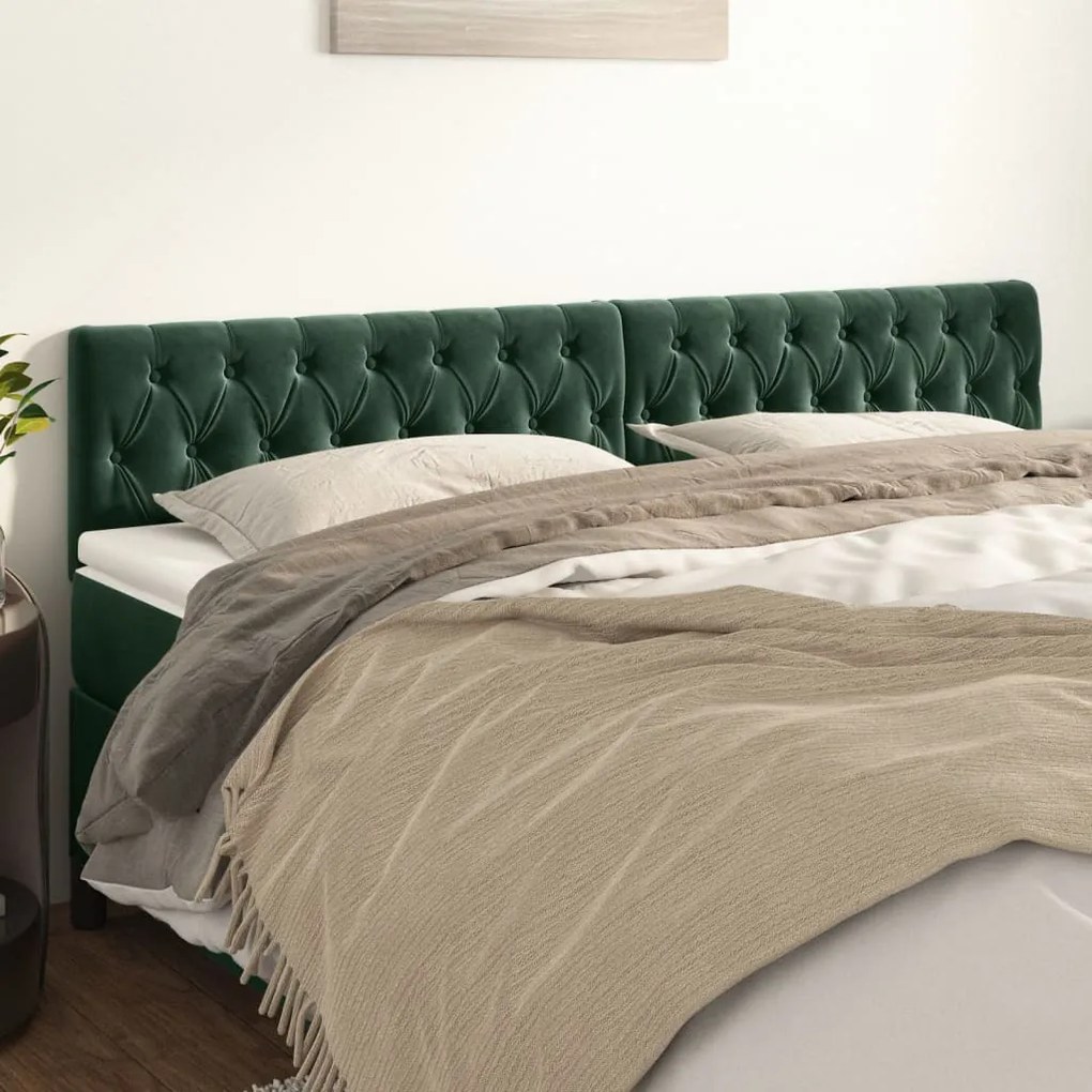 Testiera 2 Pz Verde Scuro 90 X 7 X 78/88 Cm İn Velluto /